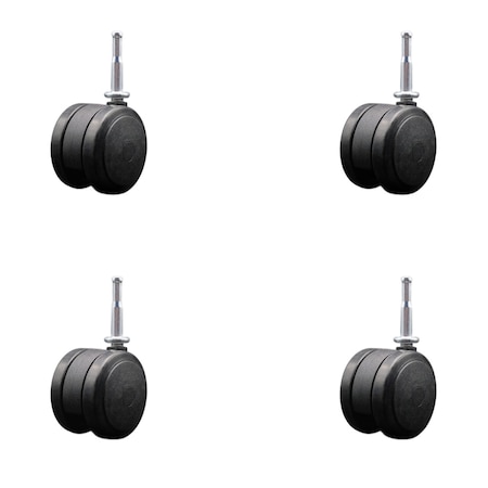 Service Caster 2-3/8'' Black Floor Safe Twin Wheel Casters 5/16 Grip Neck Stem , 4PK SCC-GN02S60-TPR-BLK-4